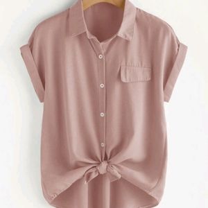 Pink front tie blouse